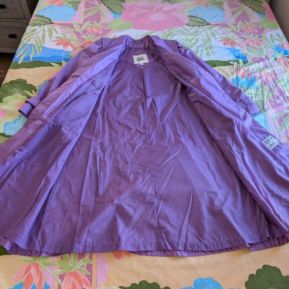 Fleet Street Long Purple Rain Tench Coat Jacket Size 10 - Picture 12 of 15